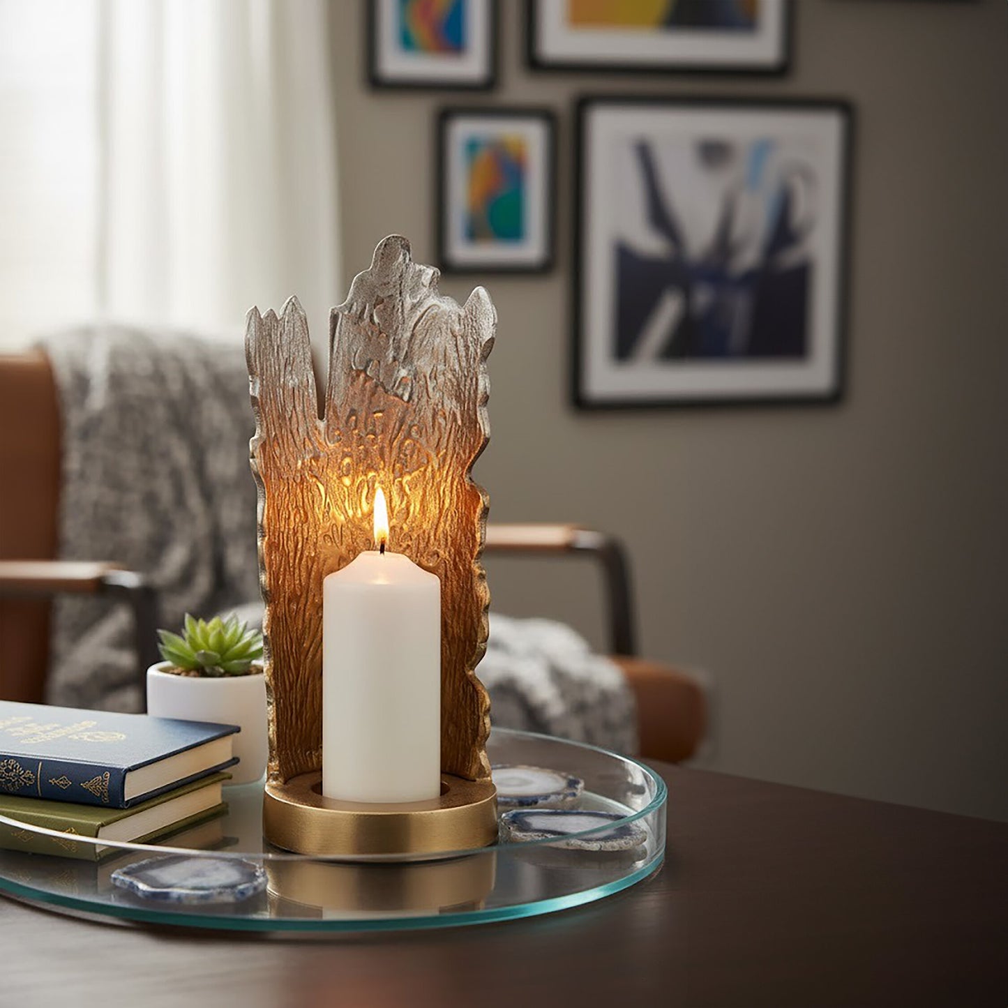 Luxe Decor Small Ombre Silver Gold Candle Holder