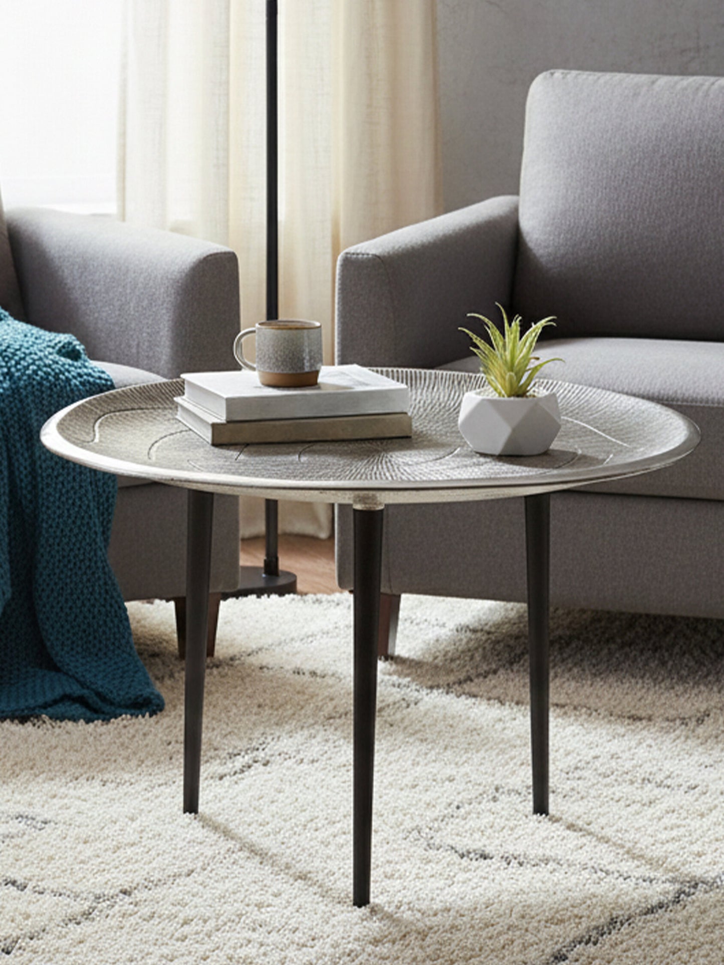 Rena Oak Effect Silver Top Coffee Table