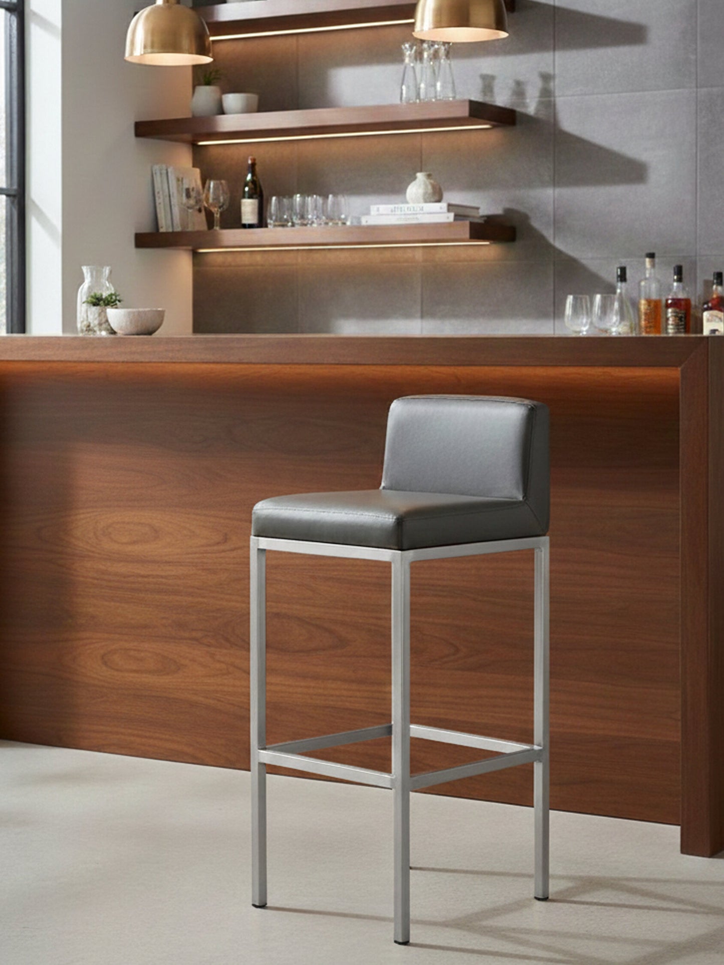 Grosvenor Black And Chrome Finish Bar Chair