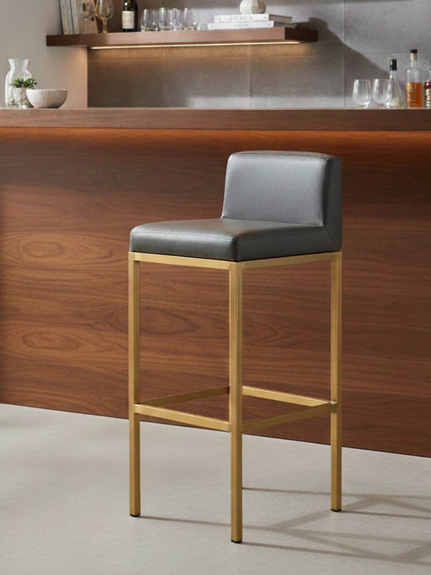 Grosvenor Dark Grey And Gold Finish Bar Chair