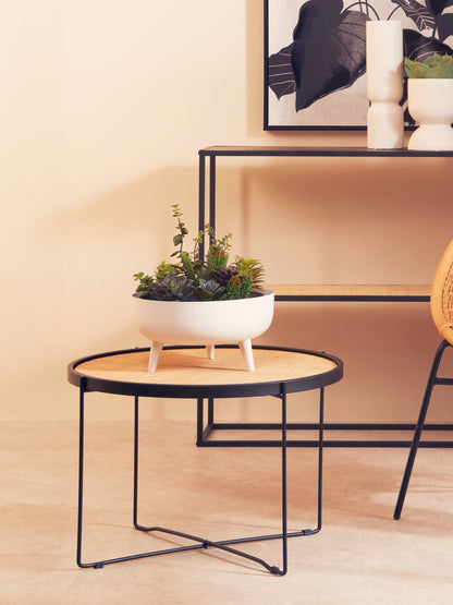 Indy Natural Rattan Industrial Round Coffee Table