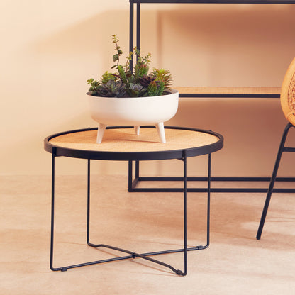 Indy Natural Rattan Industrial Round Coffee Table