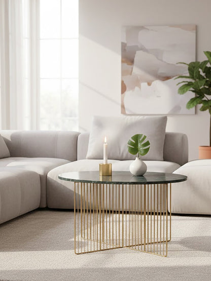 Stefania Green Marble And Gold Frame Coffee Table