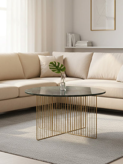 Stefania Green Marble And Gold Frame Coffee Table