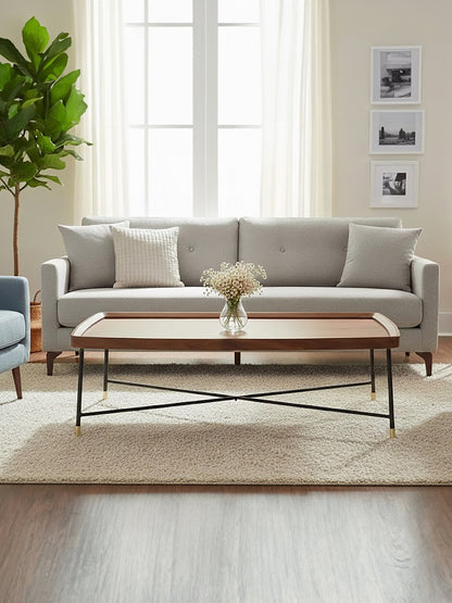 Philly Coffee Table With Cross Metal Legs