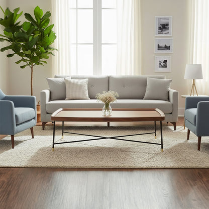 Philly Coffee Table With Cross Metal Legs
