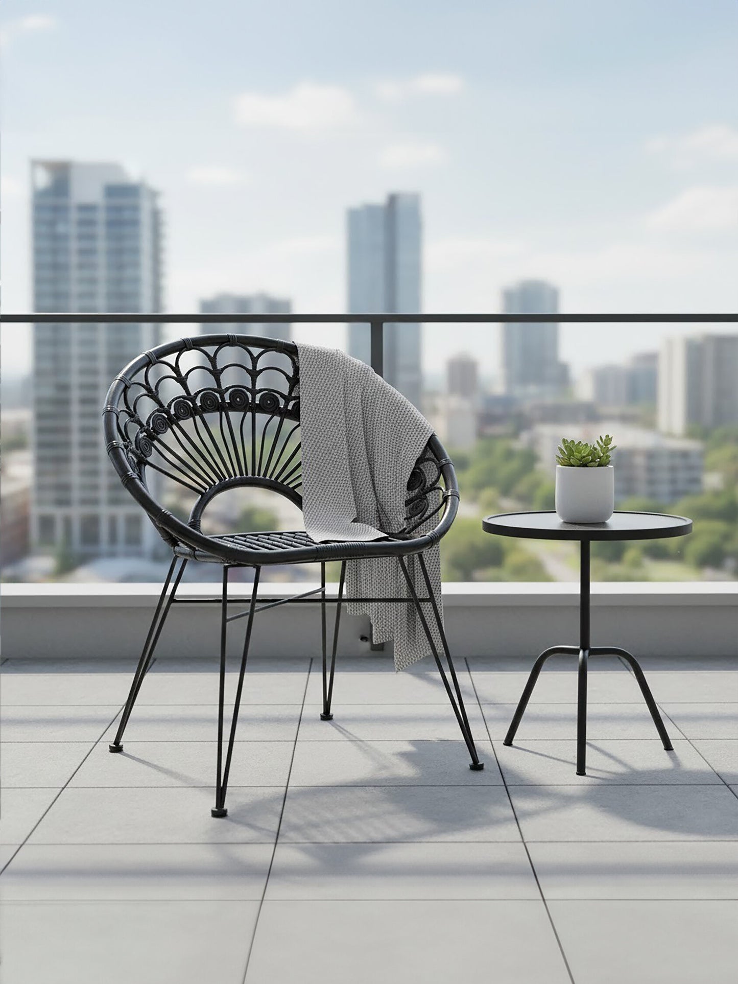 Koh Lanta Black Rattan Nordic Armchair