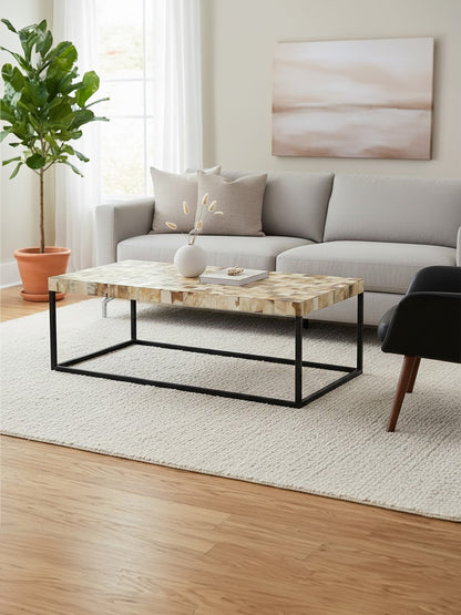 Ophelia Cream Mother of Pearl Rectangle Coffee Table