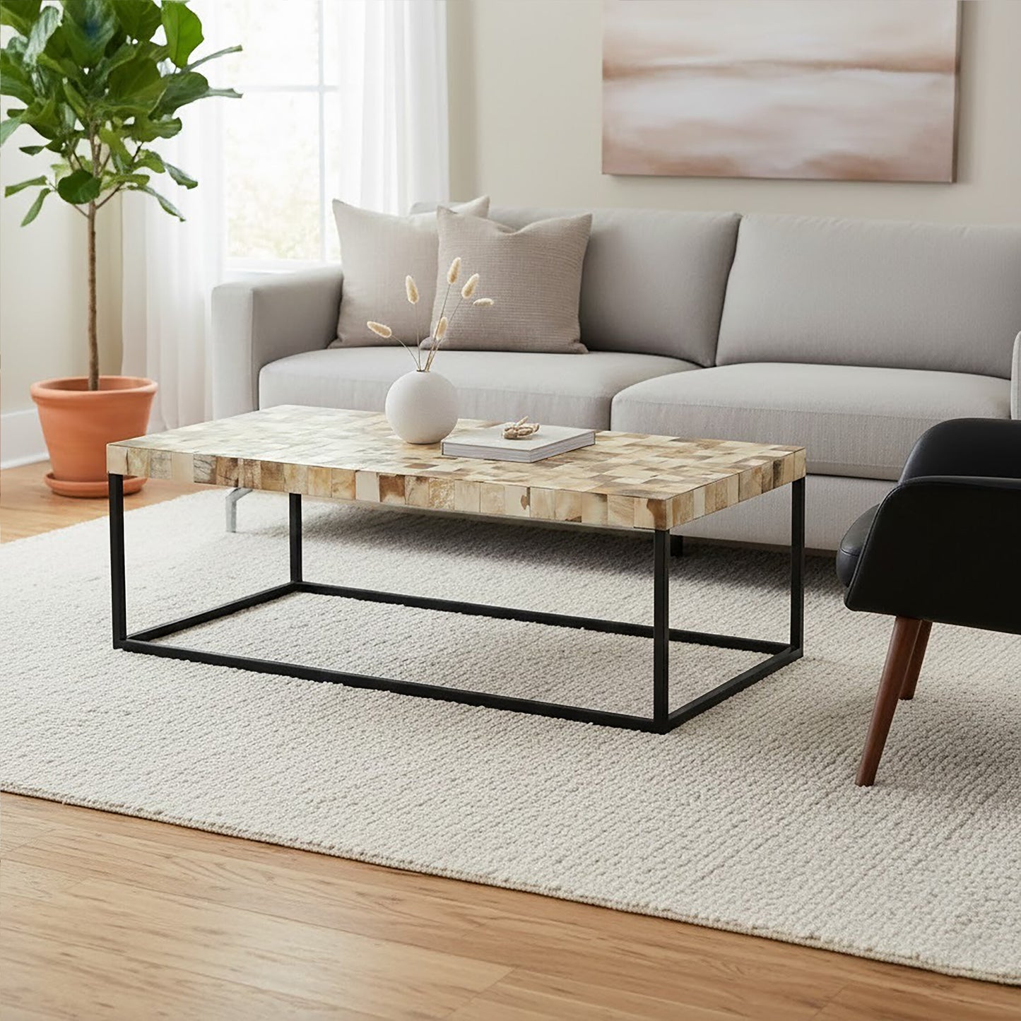 Ophelia Cream Mother of Pearl Rectangle Coffee Table