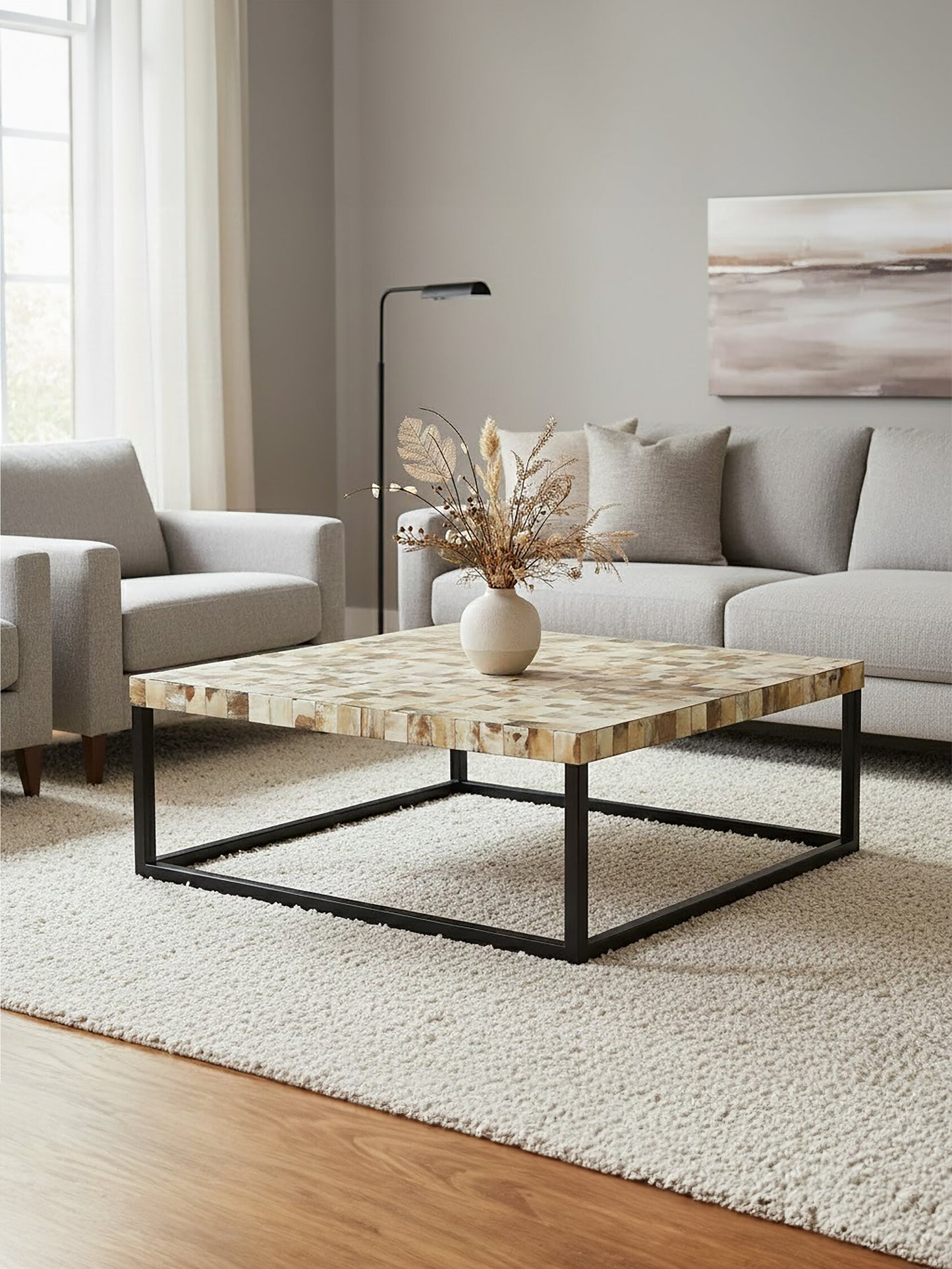 Ophelia Cream Mother of Pearl Square Coffee Table