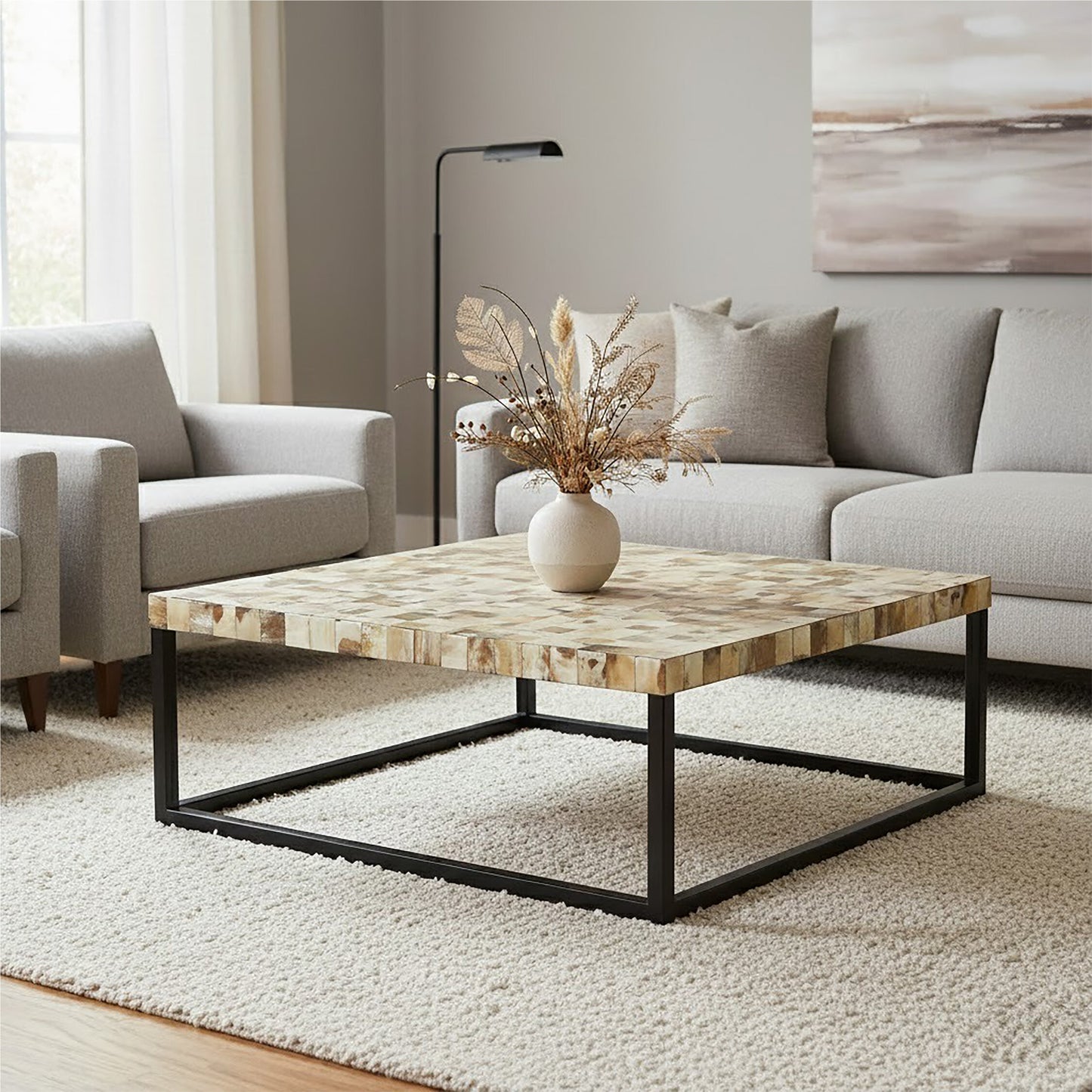Ophelia Cream Mother of Pearl Square Coffee Table
