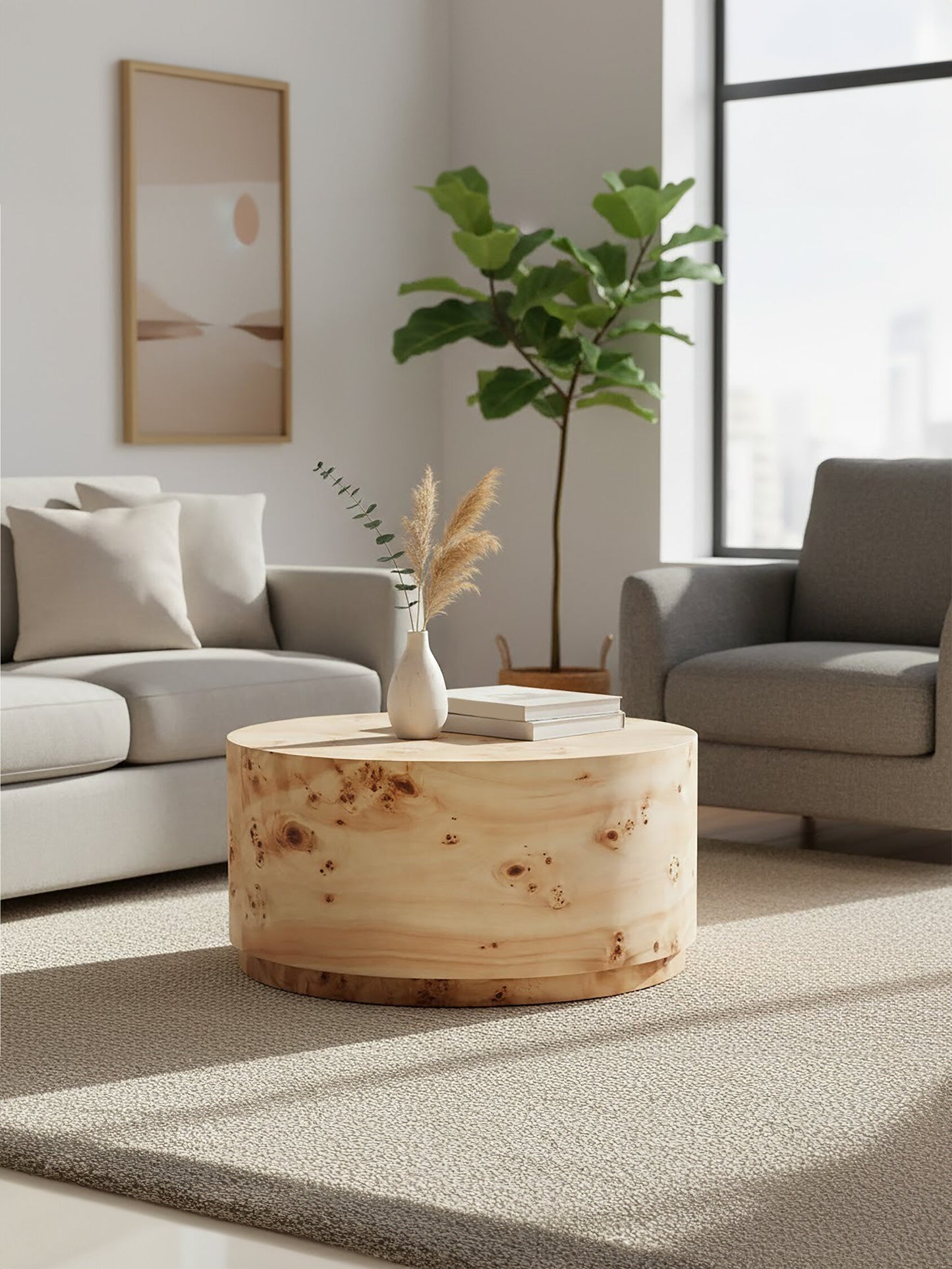 Aspen Round Burl Wood Coffee Table