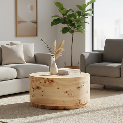 Aspen Round Burl Wood Coffee Table