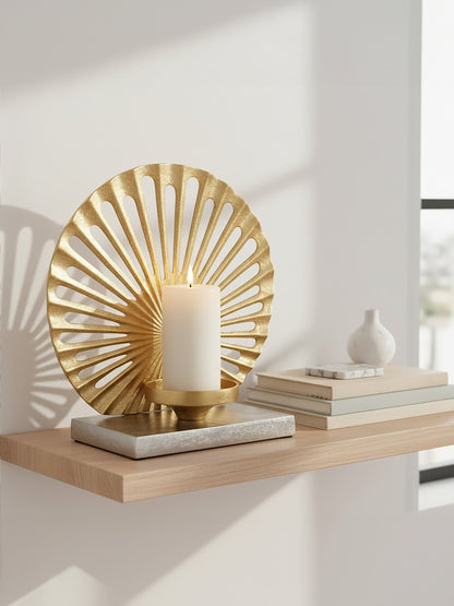 Luxe Decor Large Two Tone Silver Gold Candle Holder