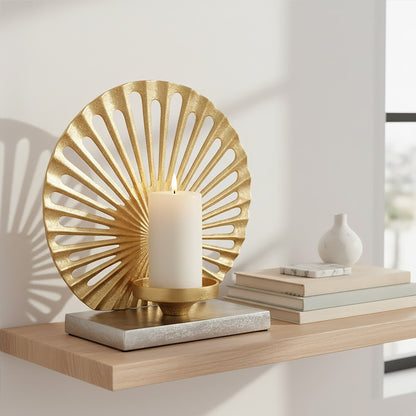 Luxe Decor Large Two Tone Silver Gold Candle Holder