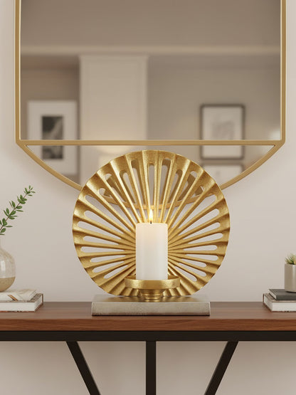 Luxe Decor Large Two Tone Silver Gold Candle Holder