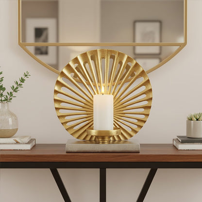 Luxe Decor Large Two Tone Silver Gold Candle Holder