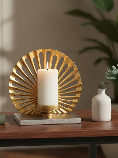 Luxe Decor Small Two Tone Silver Gold Candle Holder