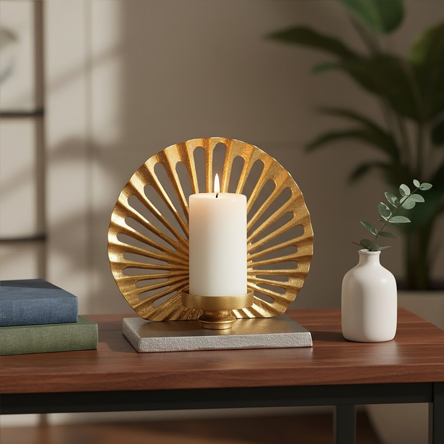 Luxe Decor Small Two Tone Silver Gold Candle Holder