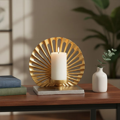 Luxe Decor Small Two Tone Silver Gold Candle Holder