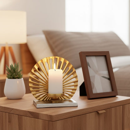 Luxe Decor Small Two Tone Silver Gold Candle Holder