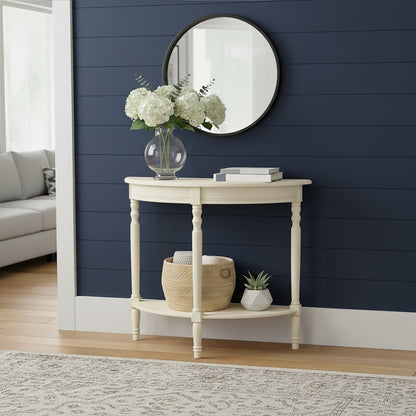 Cambridge Ivory Pine Wood Half Moon Console Table