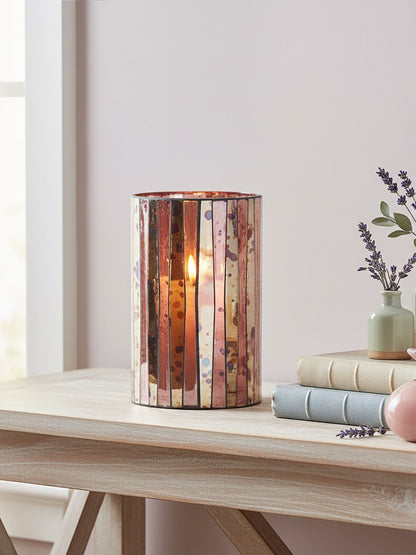 Luxe Decor Large Pink Antique Glass Candle Holder