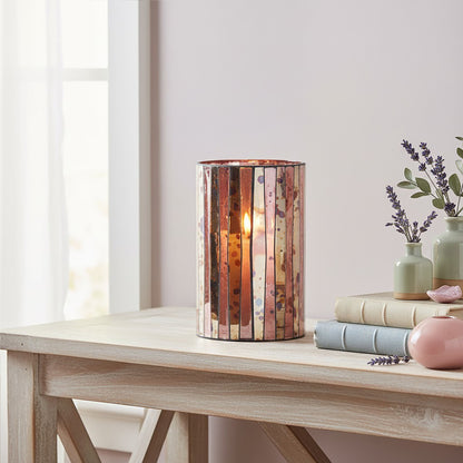 Luxe Decor Large Pink Antique Glass Candle Holder