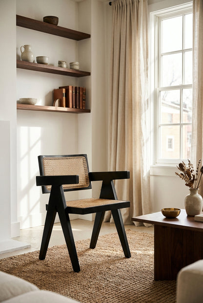 Fiji Natural Cane and Black Beech Wood Dining Chair