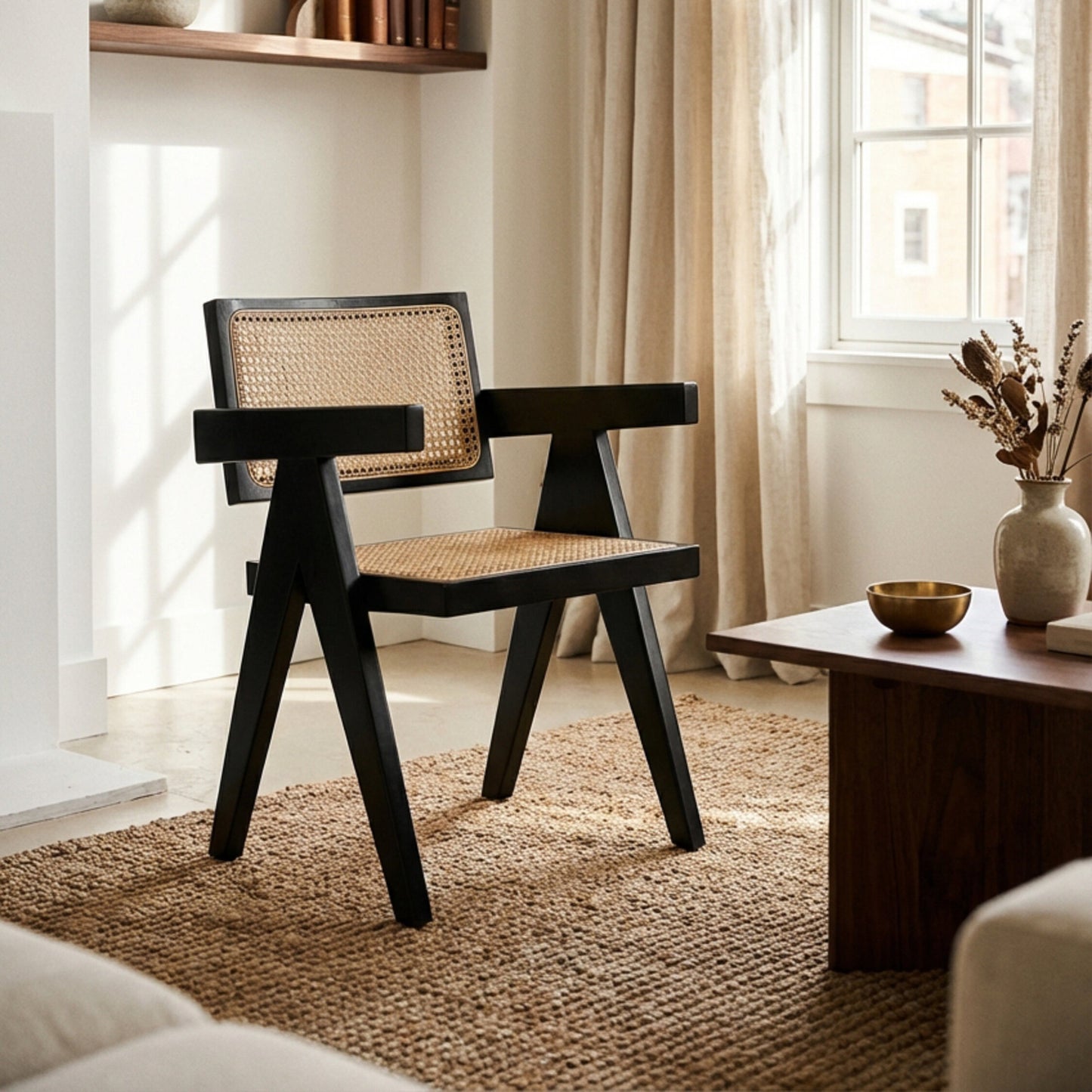 Fiji Natural Cane and Black Beech Wood Dining Chair