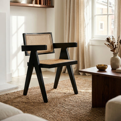 Fiji Natural Cane and Black Beech Wood Dining Chair