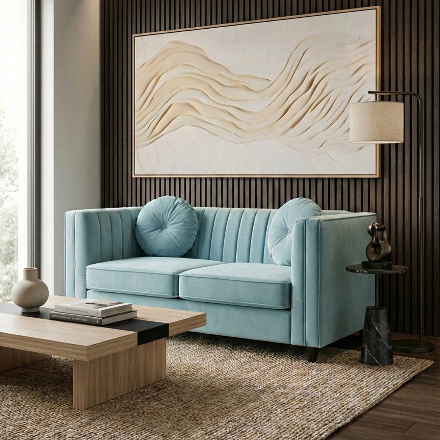 Faith Pastel Green 2 Seater Velvet Sofa