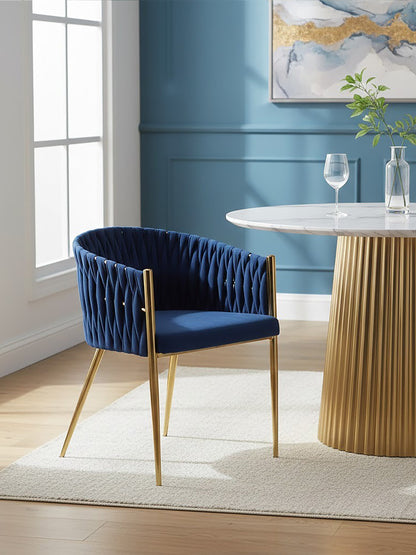 Phoebe Blue Dining Chair With Woven Back