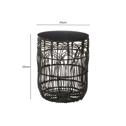 Newquay Boho Round Rattan Side Table