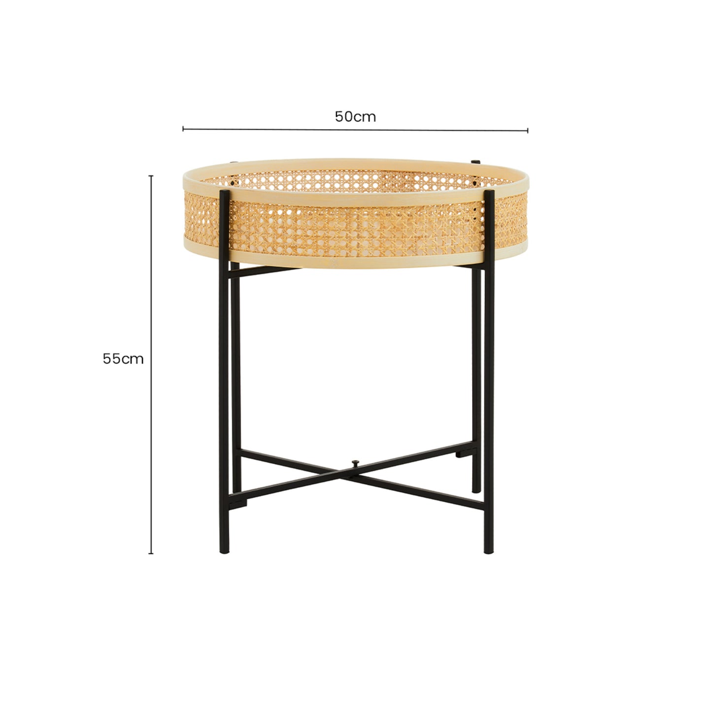 Indy Rattan Side Table With Metal Legs