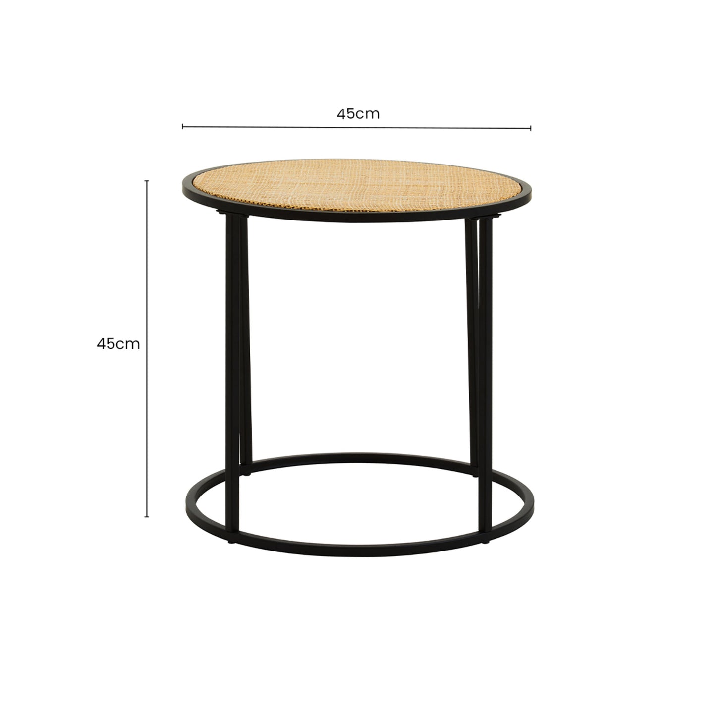 Indy Natural Rattan Industrial Round Side Table