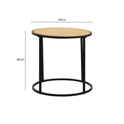 Indy Natural Rattan Industrial Round Side Table