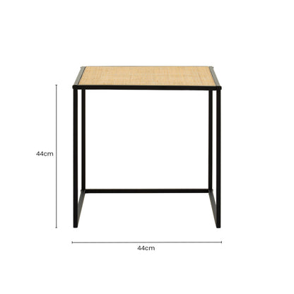 Indy Natural Rattan Industrial Square Side Table