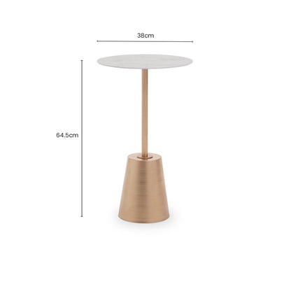 Venus Luxe White Marble Effect Top Gold Base Side Table