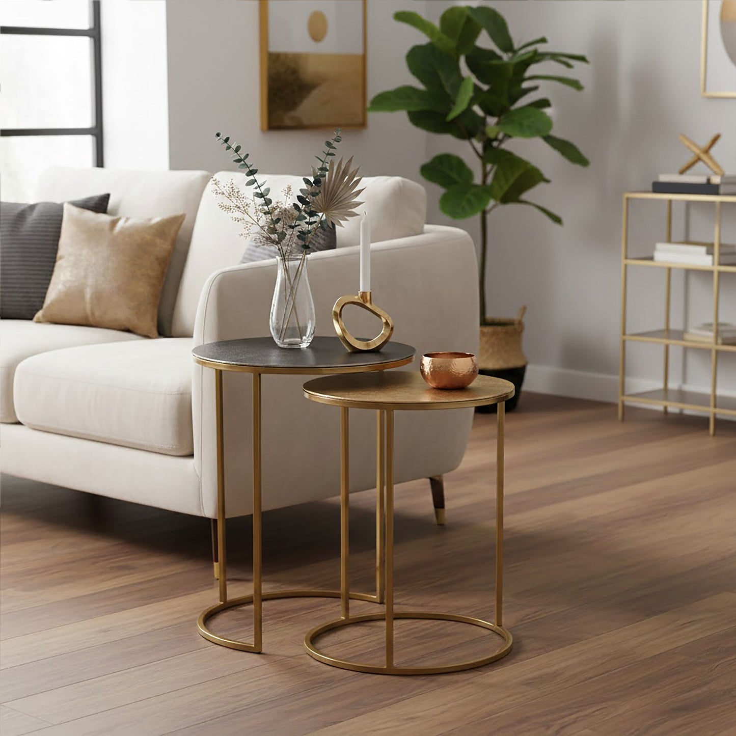 Marina Gold Nest of Two Side Tables