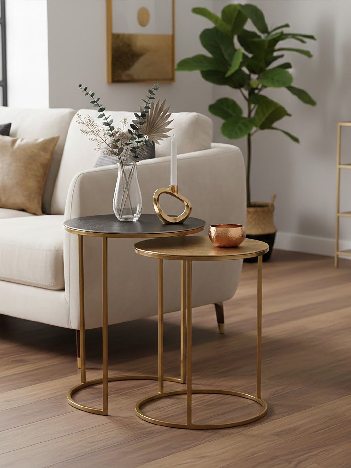 Marina Gold Nest of Two Side Tables