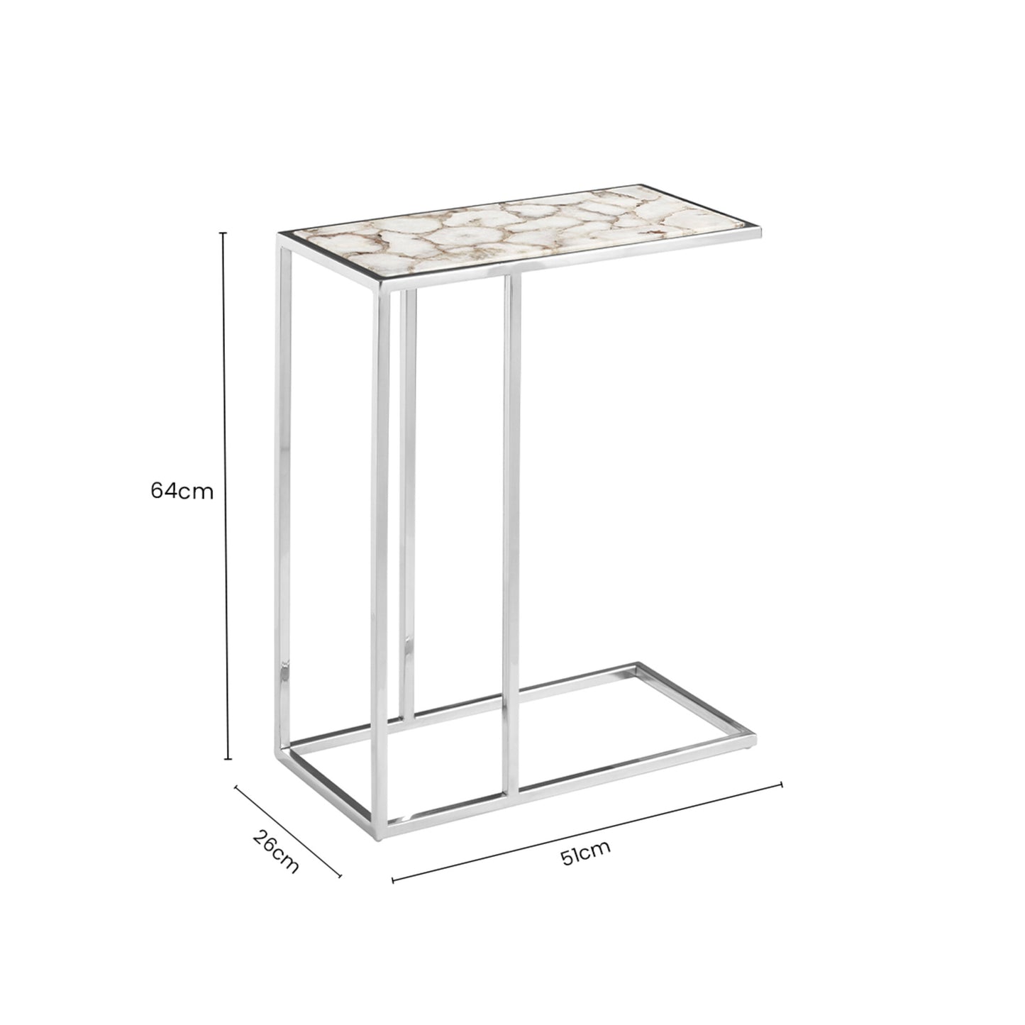 Helena Luxe White Agate and Silver Side Table