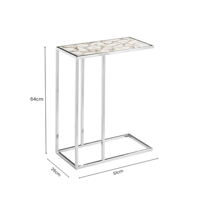 Helena Luxe White Agate and Silver Side Table