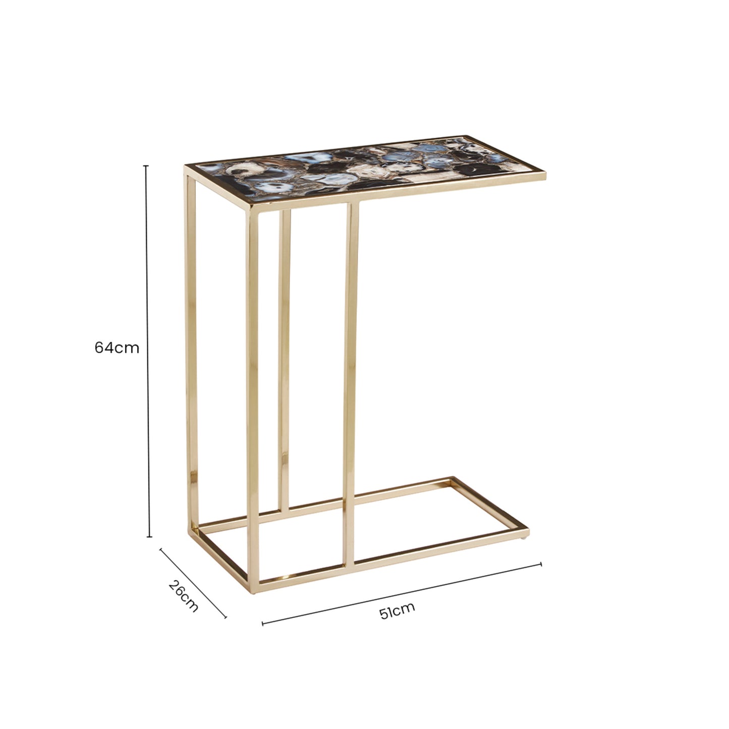 Helena Industrial Black Agate and Gold Side Table
