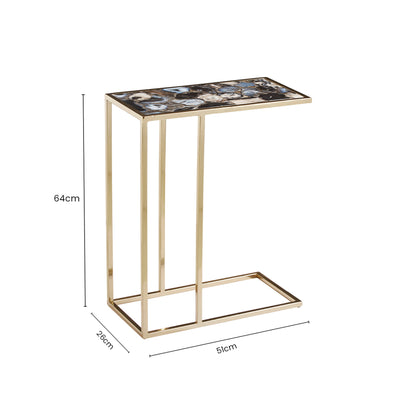 Helena Industrial Black Agate and Gold Side Table