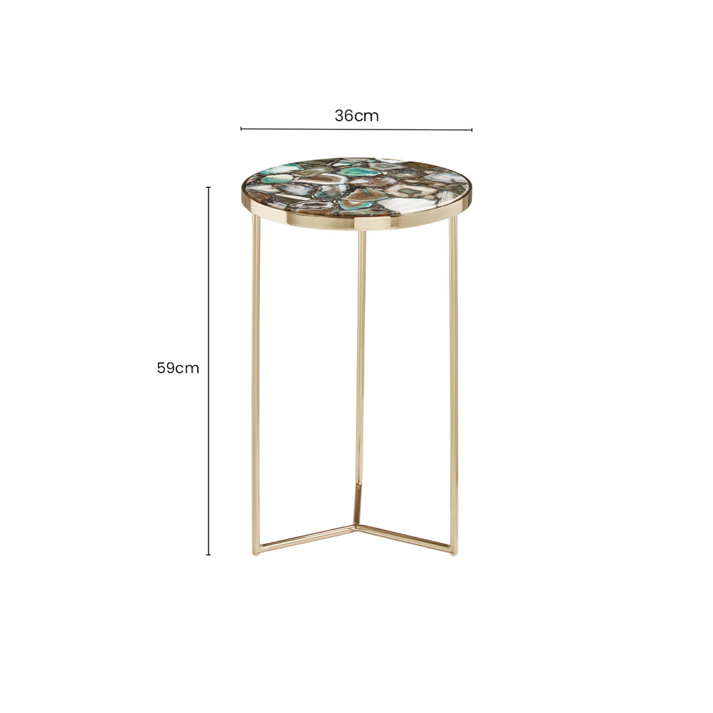 Helena Mid-Century Green Agate Round Side Table