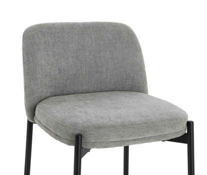 Arden Set of 2 Light Grey Textured Fabric Bar Stools with Black Legs
