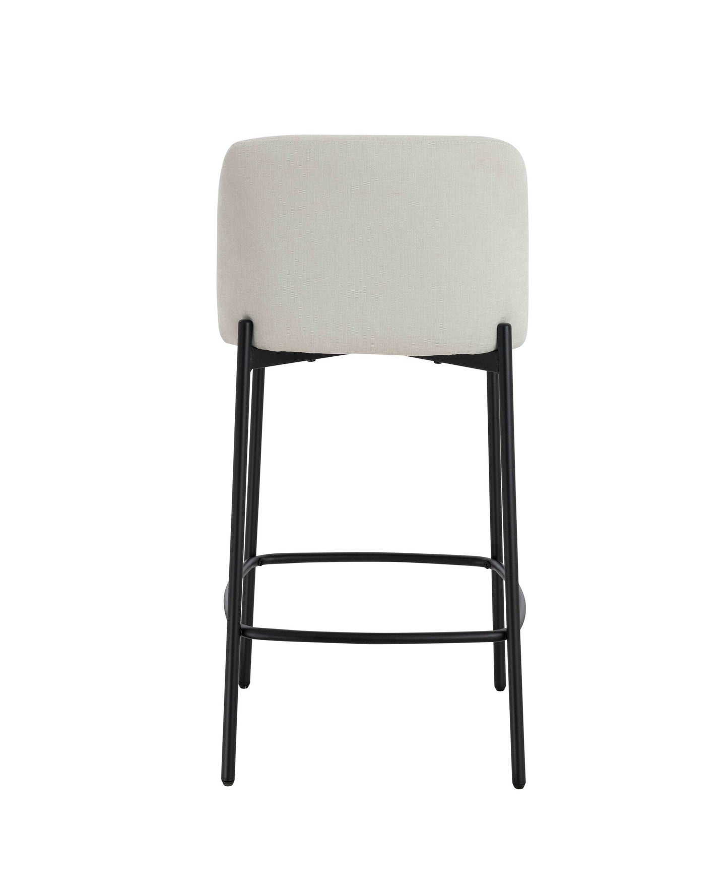 Arden Set of 2 Beige Textured Fabric Bar Stools with Black Legs