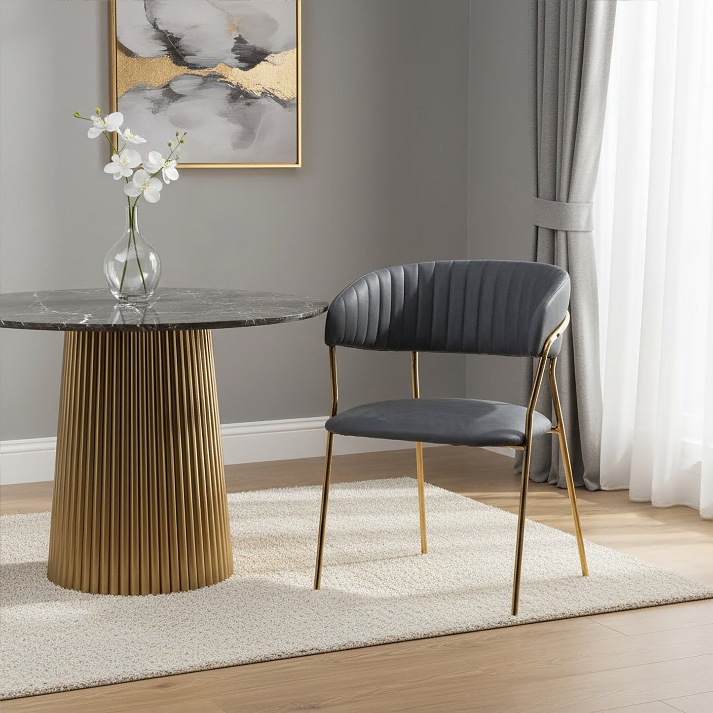 Lorena Dark Grey Faux Leather Dining Chair