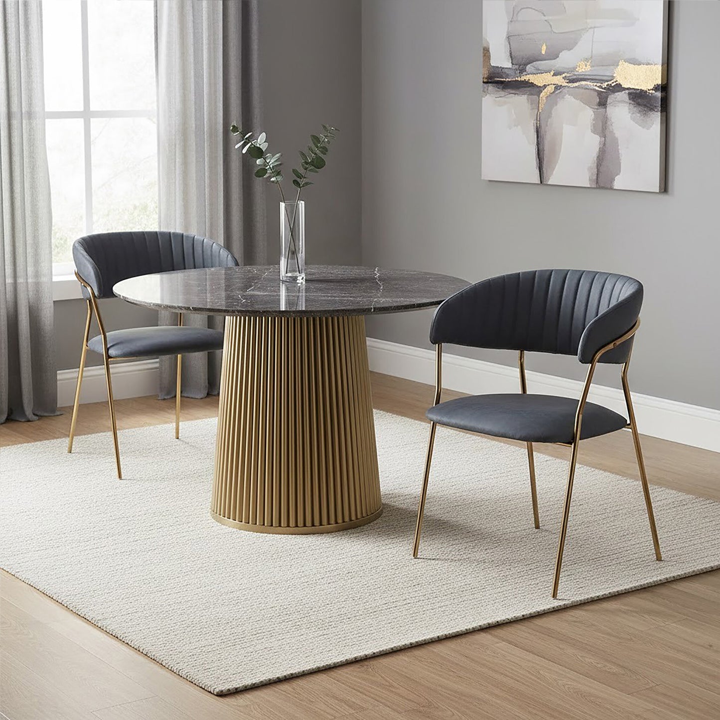 Lorena Dark Grey Faux Leather Dining Chair
